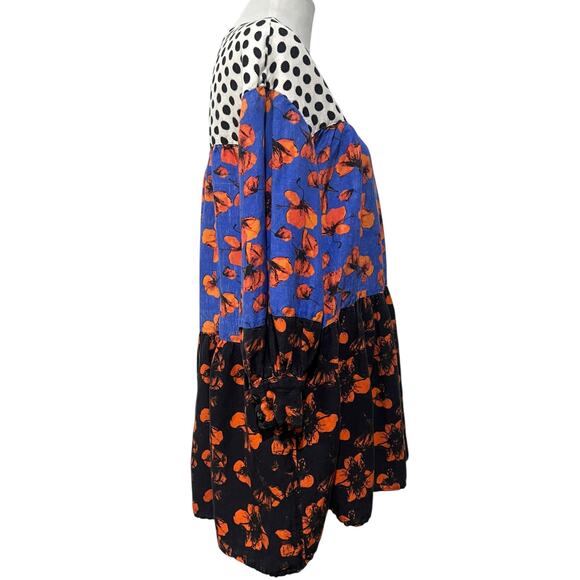 Anthropologie Dhruv Kapoor Mirabel Floral Tiered Dress Linen Blend Womens Sz XS - Picture 8 of 11